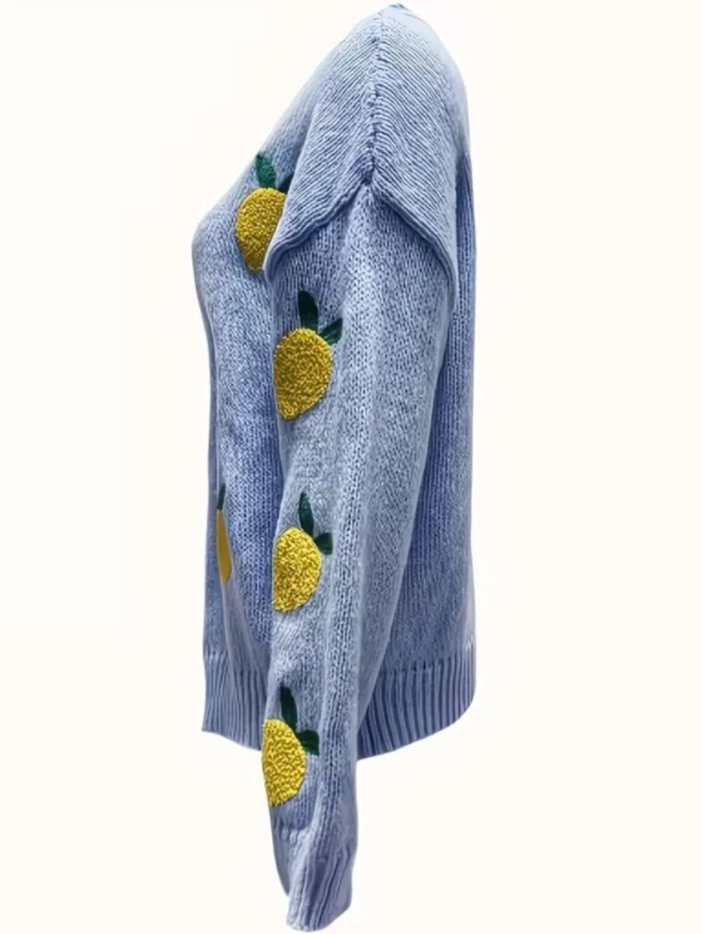 Textured Blue Lemon Cardigan - Picture 9 of 10